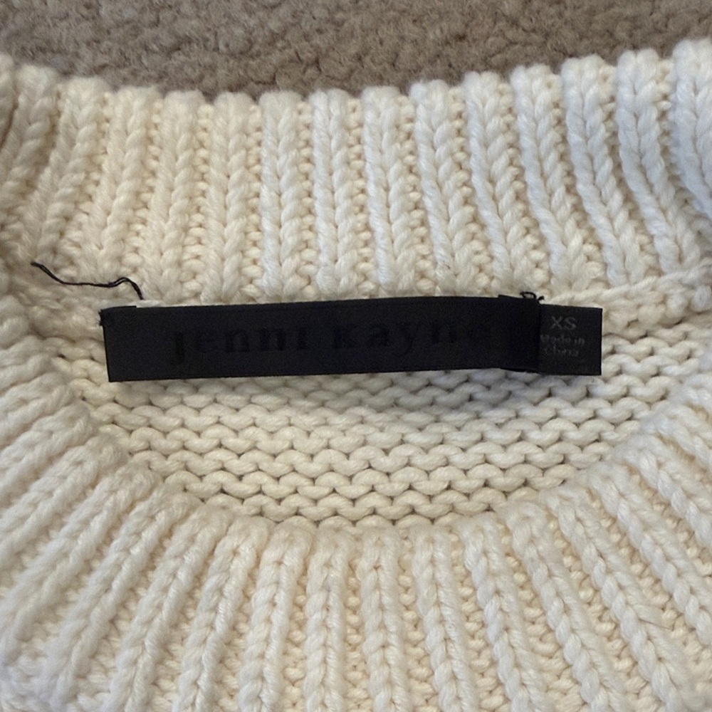 Jenni Kayne Chloe Cream and Brown Striped Crewneck Sweater XS - Picture 2 of 5